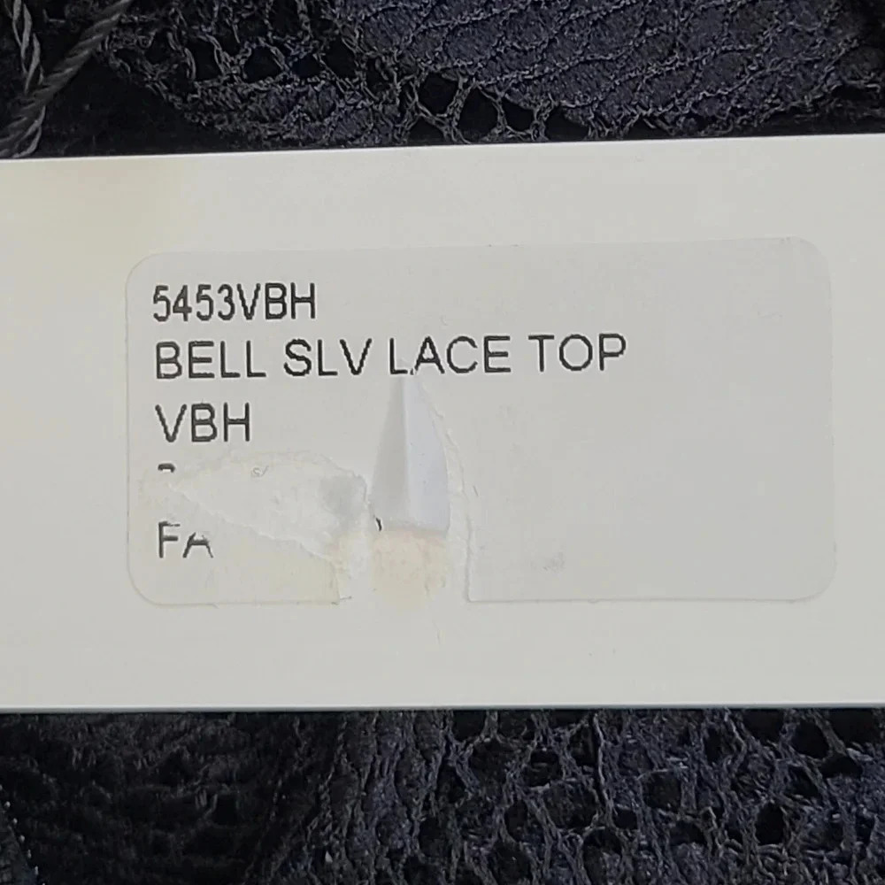 L'Agence Samara Black Sheer Lace Long Sleeve Bell Sleeve Turtleneck Top XS - Picture 15 of 16